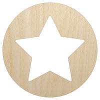 Star in Circle Unfinished Wood Shape Piece Cutout for DIY Craft Projects