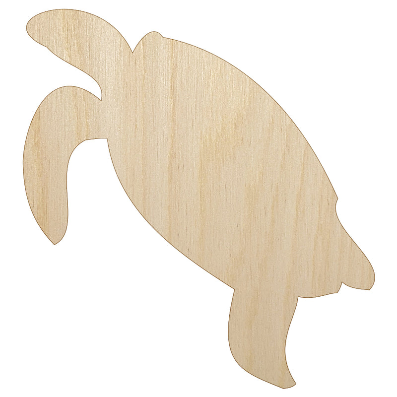 Turtle Swimming Solid Unfinished Wood Shape Piece Cutout for DIY Craft Projects