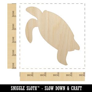 Turtle Swimming Solid Unfinished Wood Shape Piece Cutout for DIY Craft Projects