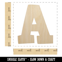 Letter A Uppercase Fun Bold Font Unfinished Wood Shape Piece Cutout for DIY Craft Projects