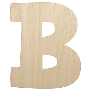 Letter B Uppercase Fun Bold Font Unfinished Wood Shape Piece Cutout for DIY Craft Projects
