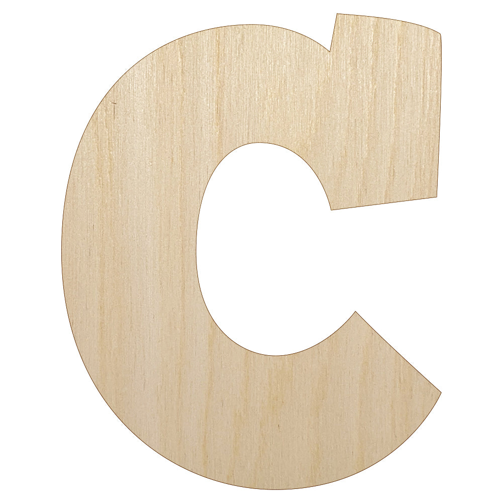 Letter C Uppercase Fun Bold Font Unfinished Wood Shape Piece Cutout for DIY Craft Projects