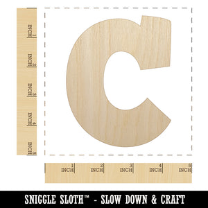 Letter C Uppercase Fun Bold Font Unfinished Wood Shape Piece Cutout for DIY Craft Projects