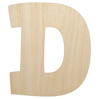 Letter D Uppercase Fun Bold Font Unfinished Wood Shape Piece Cutout for DIY Craft Projects