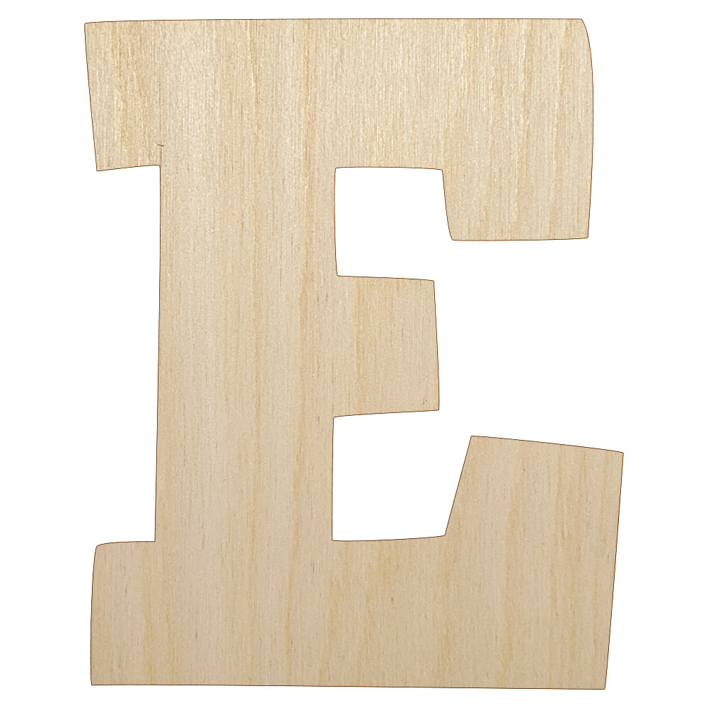 Letter E Uppercase Fun Bold Font Unfinished Wood Shape Piece Cutout for DIY Craft Projects
