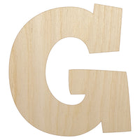 Letter G Uppercase Fun Bold Font Unfinished Wood Shape Piece Cutout for DIY Craft Projects