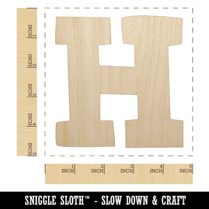 Letter H Uppercase Fun Bold Font Unfinished Wood Shape Piece Cutout for DIY Craft Projects