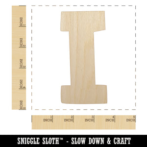 Letter I Uppercase Fun Bold Font Unfinished Wood Shape Piece Cutout for DIY Craft Projects