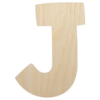 Letter J Uppercase Fun Bold Font Unfinished Wood Shape Piece Cutout for DIY Craft Projects
