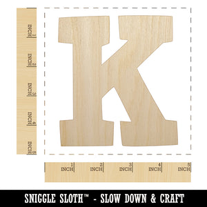 Letter K Uppercase Fun Bold Font Unfinished Wood Shape Piece Cutout for DIY Craft Projects