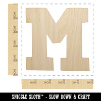 Letter M Uppercase Fun Bold Font Unfinished Wood Shape Piece Cutout for DIY Craft Projects