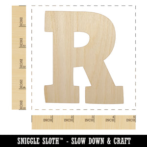 Letter R Uppercase Fun Bold Font Unfinished Wood Shape Piece Cutout for DIY Craft Projects