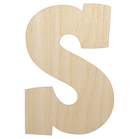 Letter S Uppercase Fun Bold Font Unfinished Wood Shape Piece Cutout for DIY Craft Projects