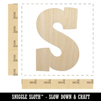 Letter S Uppercase Fun Bold Font Unfinished Wood Shape Piece Cutout for DIY Craft Projects
