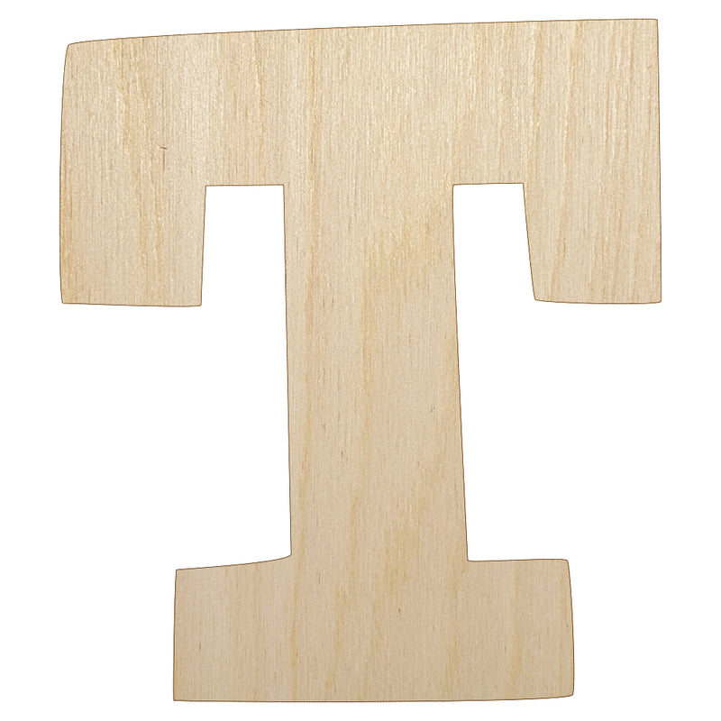 Letter T Uppercase Fun Bold Font Unfinished Wood Shape Piece Cutout for DIY Craft Projects