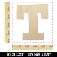 Letter T Uppercase Fun Bold Font Unfinished Wood Shape Piece Cutout for DIY Craft Projects