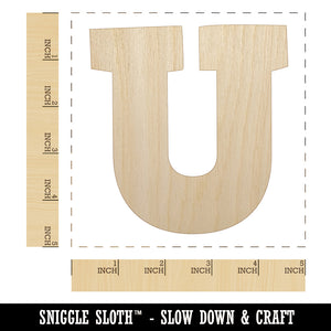 Letter U Uppercase Fun Bold Font Unfinished Wood Shape Piece Cutout for DIY Craft Projects