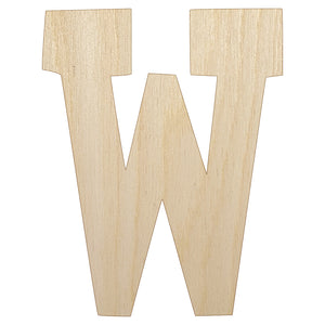 Letter W Uppercase Fun Bold Font Unfinished Wood Shape Piece Cutout for DIY Craft Projects