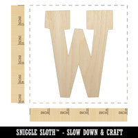 Letter W Uppercase Fun Bold Font Unfinished Wood Shape Piece Cutout for DIY Craft Projects