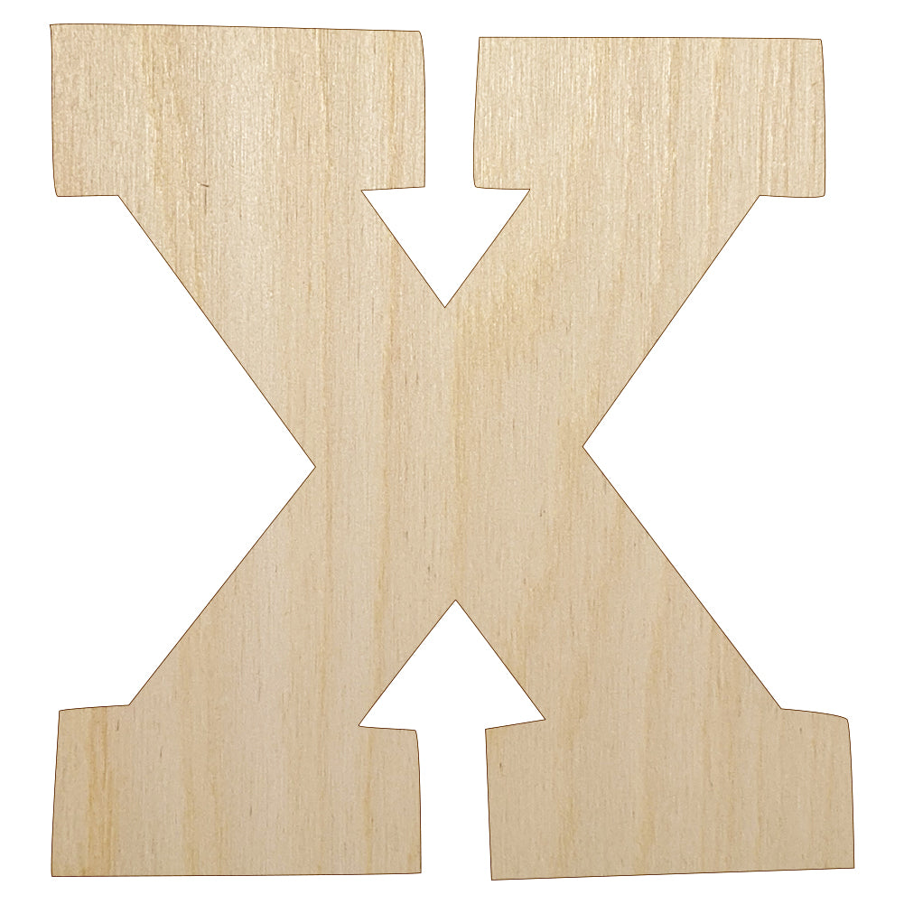 Letter X Uppercase Fun Bold Font Unfinished Wood Shape Piece Cutout for DIY Craft Projects