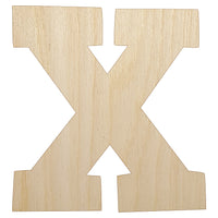 Letter X Uppercase Fun Bold Font Unfinished Wood Shape Piece Cutout for DIY Craft Projects