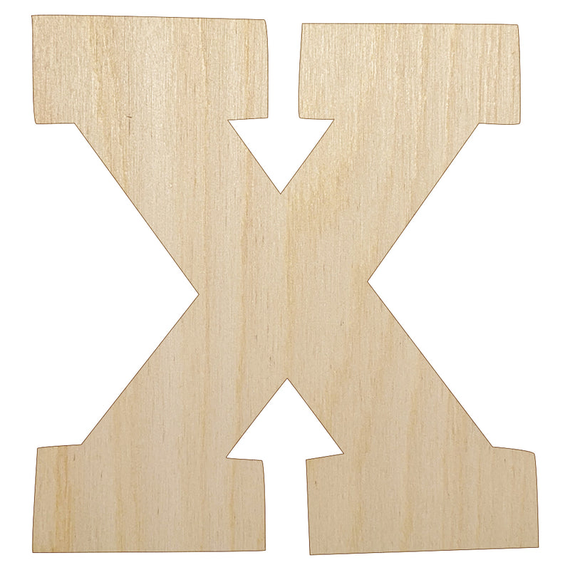 Letter X Uppercase Fun Bold Font Unfinished Wood Shape Piece Cutout for DIY Craft Projects