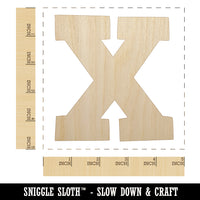 Letter X Uppercase Fun Bold Font Unfinished Wood Shape Piece Cutout for DIY Craft Projects