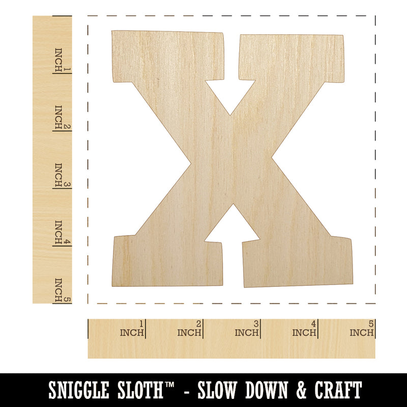 Letter X Uppercase Fun Bold Font Unfinished Wood Shape Piece Cutout for DIY Craft Projects