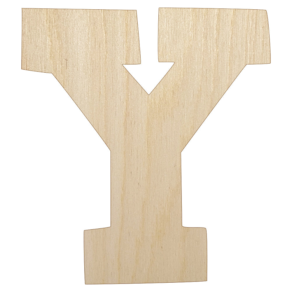 Letter Y Uppercase Fun Bold Font Unfinished Wood Shape Piece Cutout for DIY Craft Projects