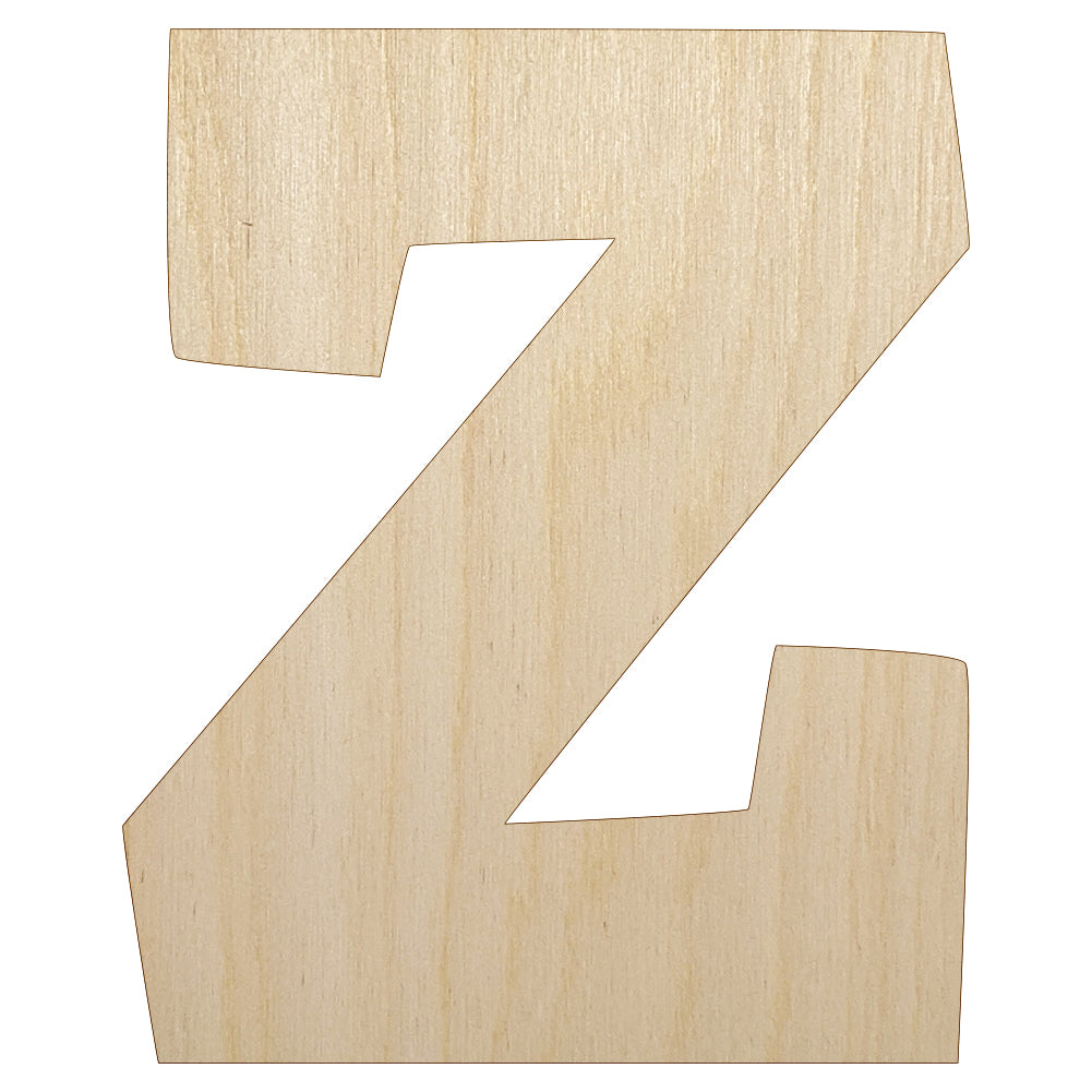 Letter Z Uppercase Fun Bold Font Unfinished Wood Shape Piece Cutout for DIY Craft Projects
