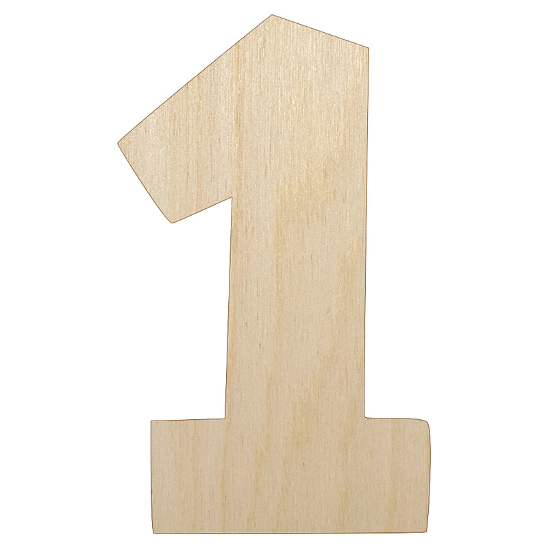 Number 1 One Fun Bold Font Unfinished Wood Shape Piece Cutout for DIY Craft Projects
