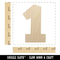 Number 1 One Fun Bold Font Unfinished Wood Shape Piece Cutout for DIY Craft Projects