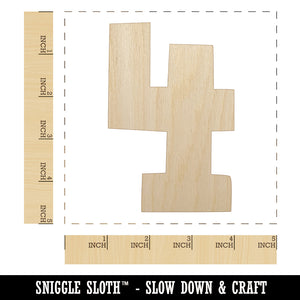 Number 4 Four Fun Bold Font Unfinished Wood Shape Piece Cutout for DIY Craft Projects