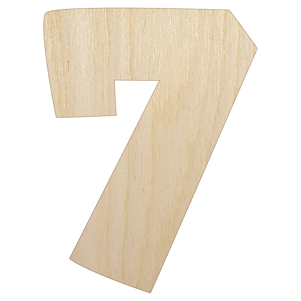 Number 7 Seven Fun Bold Font Unfinished Wood Shape Piece Cutout for DIY Craft Projects