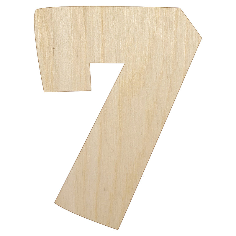 Number 7 Seven Fun Bold Font Unfinished Wood Shape Piece Cutout for DIY Craft Projects