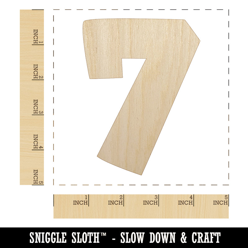 Number 7 Seven Fun Bold Font Unfinished Wood Shape Piece Cutout for DIY Craft Projects