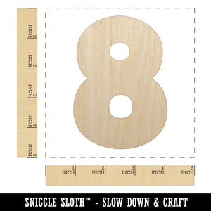 Number 8 Eight Fun Bold Font Unfinished Wood Shape Piece Cutout for DIY Craft Projects