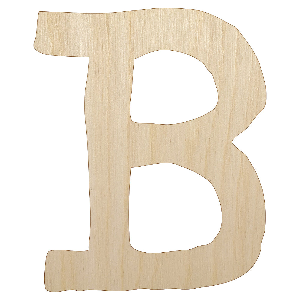 Letter B Uppercase Cute Typewriter Font Unfinished Wood Shape Piece Cutout for DIY Craft Projects