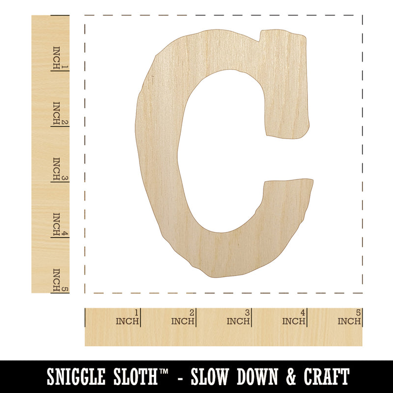 Letter C Uppercase Cute Typewriter Font Unfinished Wood Shape Piece Cutout for DIY Craft Projects