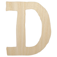 Letter D Uppercase Cute Typewriter Font Unfinished Wood Shape Piece Cutout for DIY Craft Projects