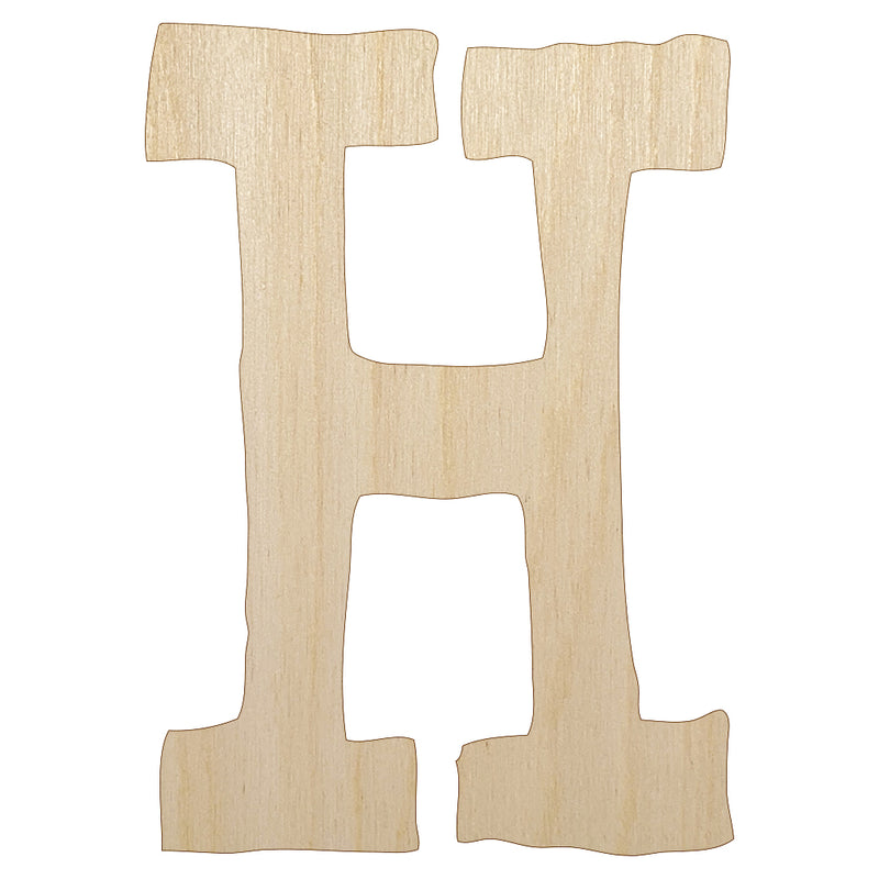 Letter H Uppercase Cute Typewriter Font Unfinished Wood Shape Piece Cutout for DIY Craft Projects