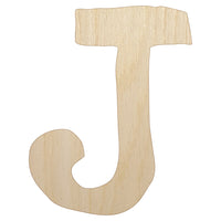 Letter J Uppercase Cute Typewriter Font Unfinished Wood Shape Piece Cutout for DIY Craft Projects