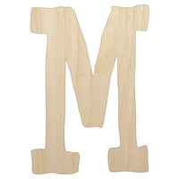 Letter M Uppercase Cute Typewriter Font Unfinished Wood Shape Piece Cutout for DIY Craft Projects