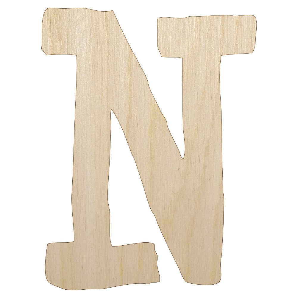 Letter N Uppercase Cute Typewriter Font Unfinished Wood Shape Piece Cutout for DIY Craft Projects