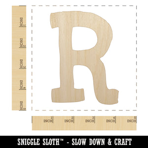 Letter R Uppercase Cute Typewriter Font Unfinished Wood Shape Piece Cutout for DIY Craft Projects