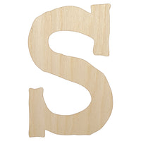 Letter S Uppercase Cute Typewriter Font Unfinished Wood Shape Piece Cutout for DIY Craft Projects