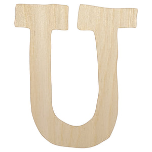 Letter U Uppercase Cute Typewriter Font Unfinished Wood Shape Piece Cutout for DIY Craft Projects
