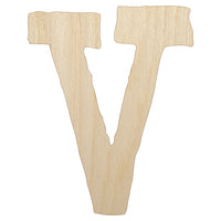 Letter V Uppercase Cute Typewriter Font Unfinished Wood Shape Piece Cutout for DIY Craft Projects