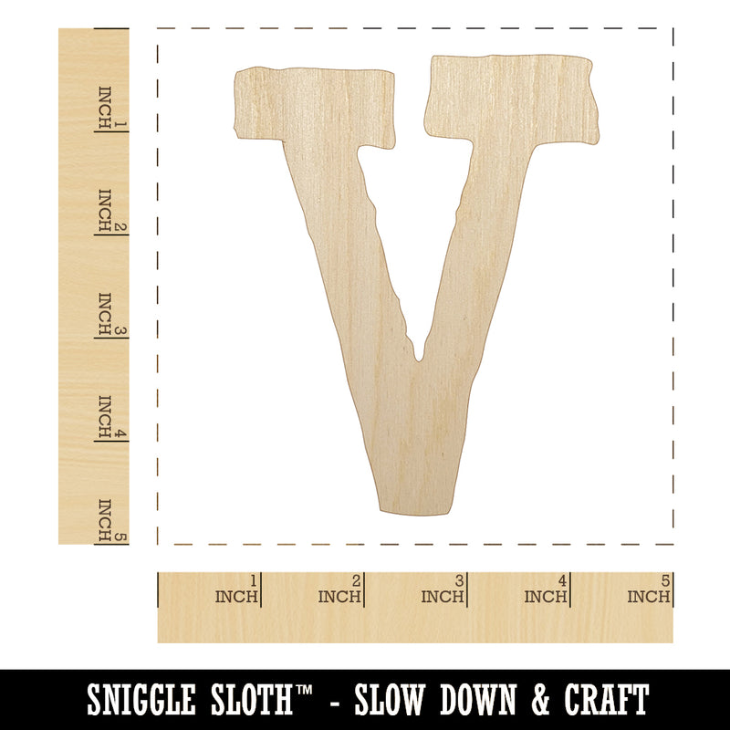 Letter V Uppercase Cute Typewriter Font Unfinished Wood Shape Piece Cutout for DIY Craft Projects