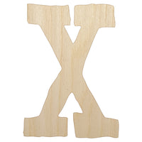 Letter X Uppercase Cute Typewriter Font Unfinished Wood Shape Piece Cutout for DIY Craft Projects